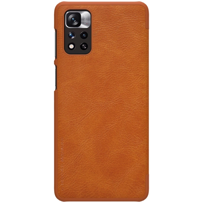Nillkin Qin Case etui do Xiaomi Redmi Note 11 Pro+ (China) / Redmi Note 11 Pro (China) / Mi11i HyperCharge osłona na aparat kabura pokrowiec obudowa z klapką brązowy
