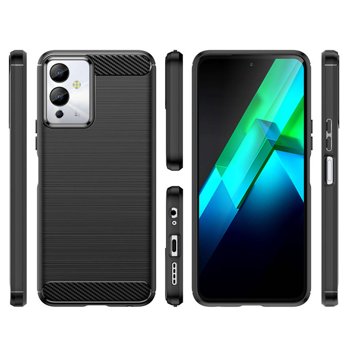 Custodia Carbon Case per Infinix Note 12i cover in carbonio flessibile in silicone nero
