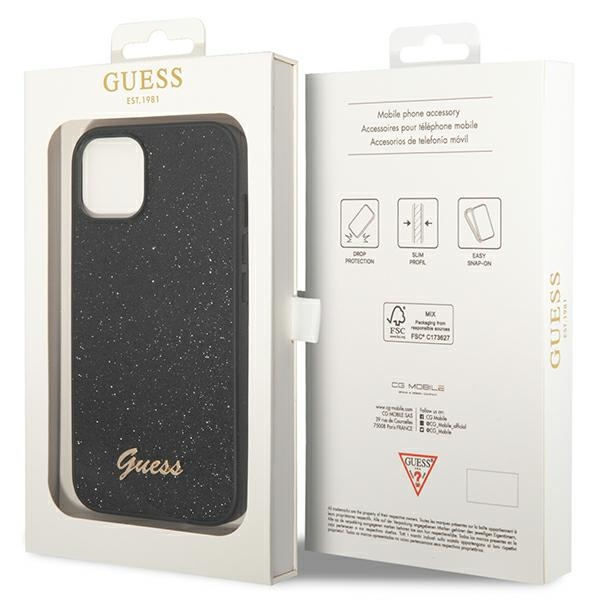 Hülle Guess iPhone 14 Plus 6,7" schwarz/schwarz hart case Glitter Script