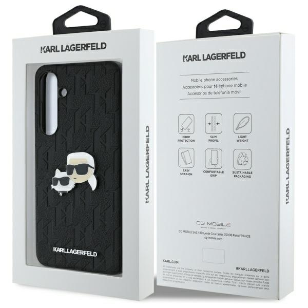 Etui Karl Lagerfeld Samsung S24 FE czarny/black Monogram Karl&Chaoupette Head Pin