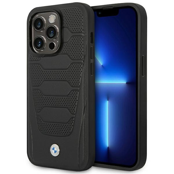 Hülle BMW BMHCP14X22RPSK iPhone 14 Pro Max 6.7" schwarz/schwarz Ledersitze mit Muster