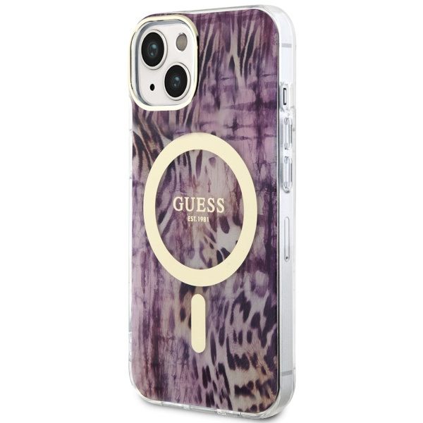 Cover Guess GUHMP14SHLEOPWP iPhone 14 6,1" rosa/rosa rigidocase Leopardo MagSafe Case