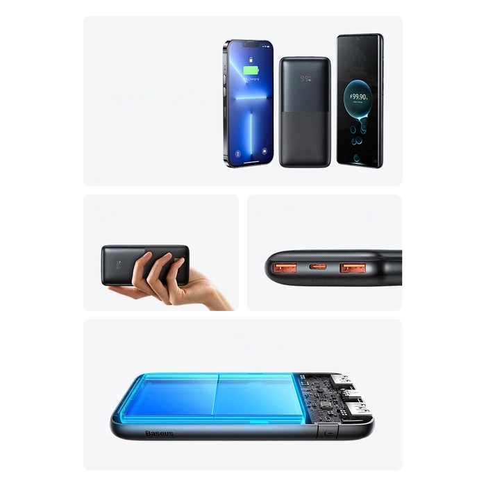 Baseus Baseus Pro 10000mAh 20W Powerbank Violett mit USB Typ A - USB Typ C 3A 0,3m Kabel (PPBD040205)