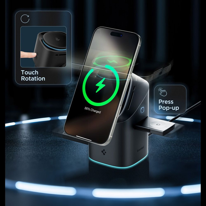 SPIGEN ESSENTIAL EF223MS 3IN1 QI2 ROTARY MAGSAFE INDUKTIVE LADESTATION SCHWARZ