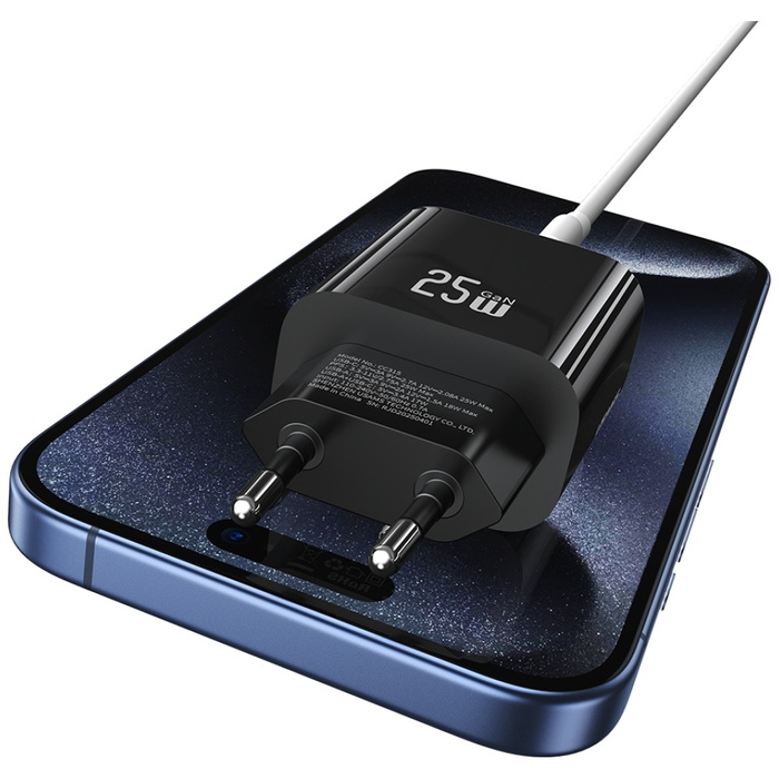Ładowarka sieciowa USAMS CC315 T65 25W   1xUSB-C 1xUSB-A Fast Charging czarny