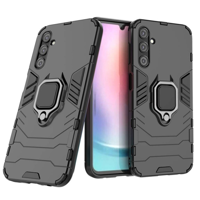 Coque Ring Armor pour Samsung Galaxy A24 4G coque blindée support magnétique anneau noir