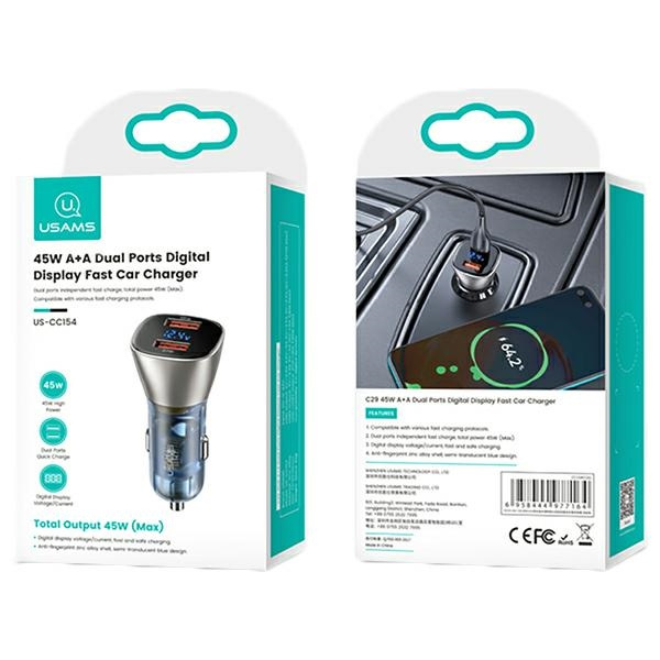 Nabíjení aut USAMS. C29 45W 2xUSB-A Fast Charge světle zlatá/světle zlatá CC154CC01(US-CC154)