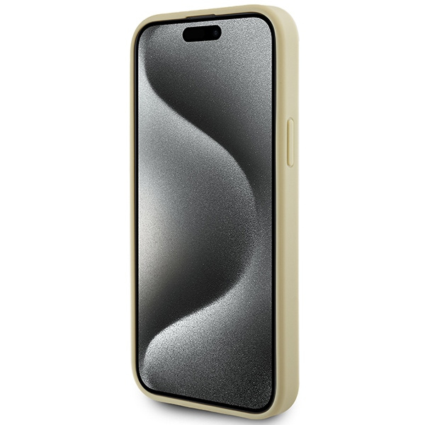 Guess GUHCP15SPS4DGPD iPhone 15 6.1" oro/oro durocase Piel 4G Metal Logo Strass