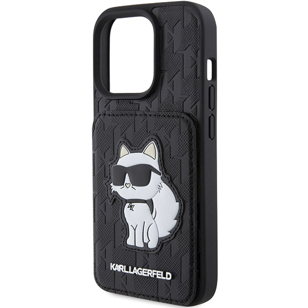 Karl Lagerfeld KLHCP15LSAKCNSCK iPhone 15 Pro 6.1" negro/negro durocase Tarjetero Saffiano y Soporte Monograma Choupette