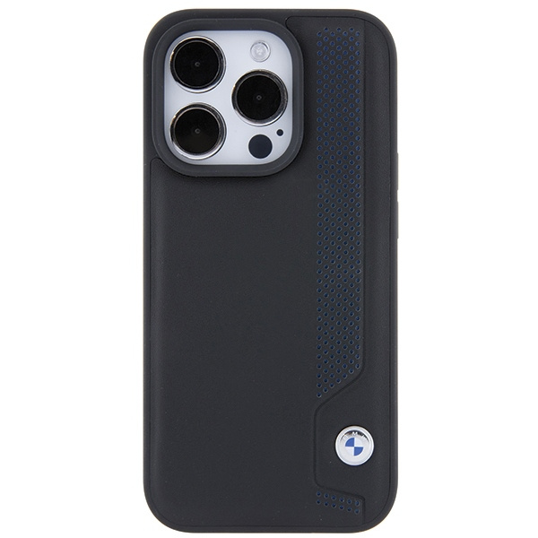 Case Bmw Bmhcp15l22rbdk IPhone 15 Pro 6.1" Black/black Hardcase Leather Blue Dots Case