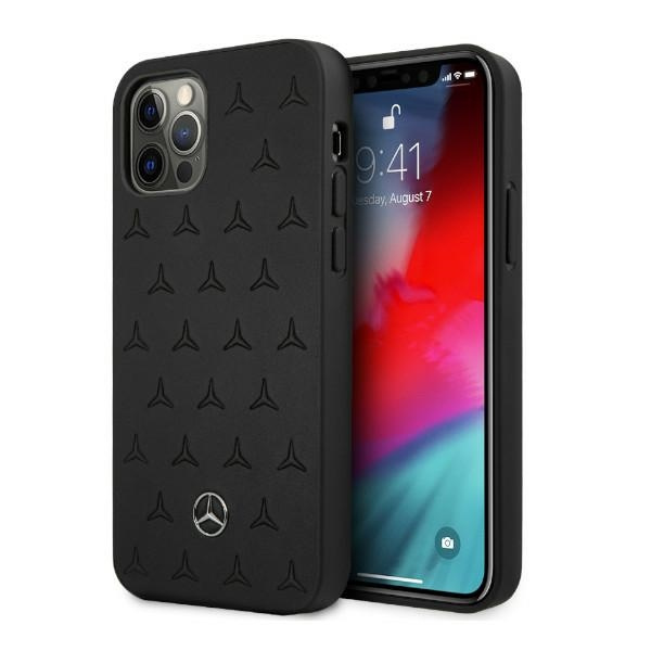 MERCEDES Case Apple iPhone 12 Pro Max Leather Stars Pattern Black Hardcase