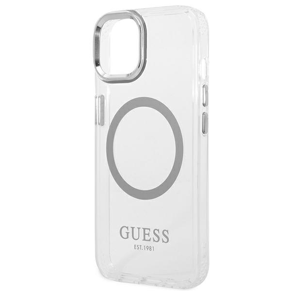 Guess GUHMP14MHTRMS iPhone 14 Plus 6.7" silber/silber hart case Metallumrandung MagSafe