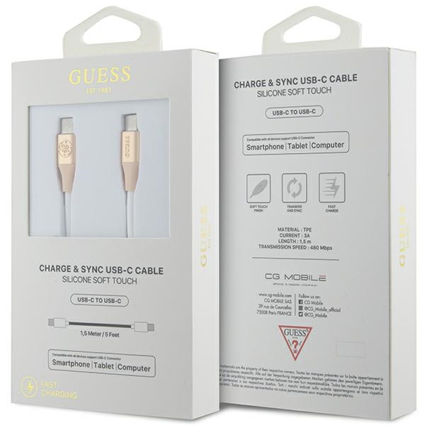 Guess GUCCLALRGDD kabel USB-C - USB-C 1.5m Fast Charging złoty/light gold Ebossed Logo