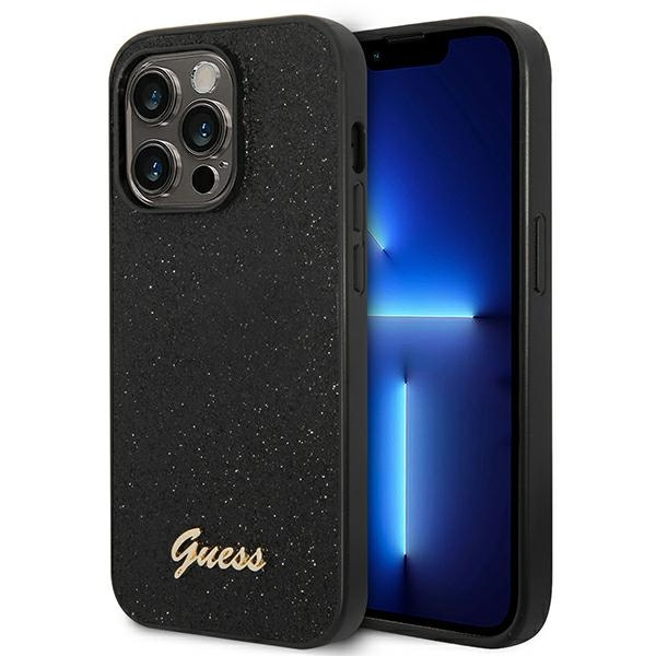 Case Guess iPhone 14 Pro Max 6.7" black/black hard case Glitter Script