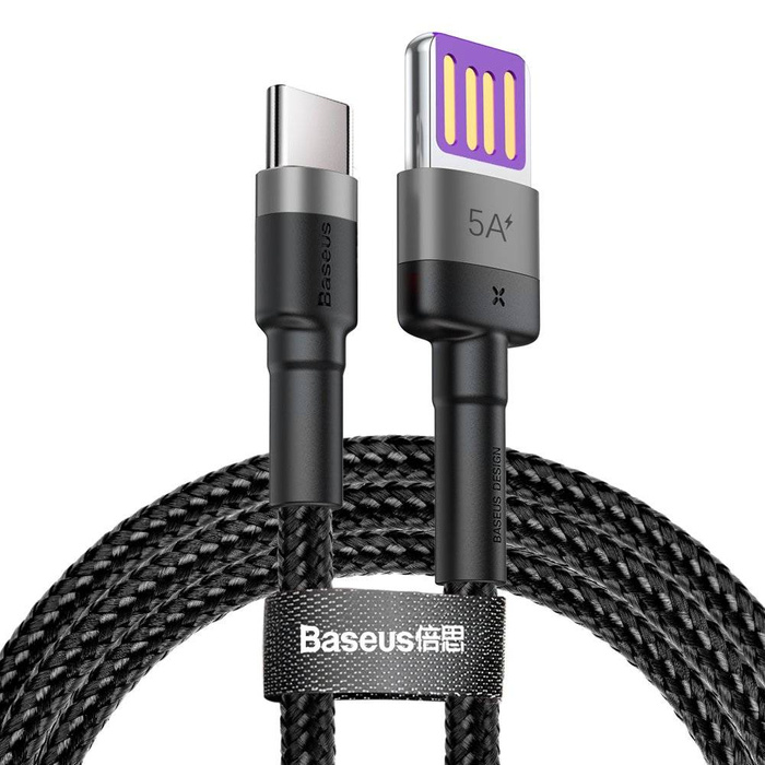 Baseus Cafule kabel USB Type C SuperCharge 40W Quick Charge 3.0 QC 3.0 kabel 1m šedo-černý (CATKLF-PG1)