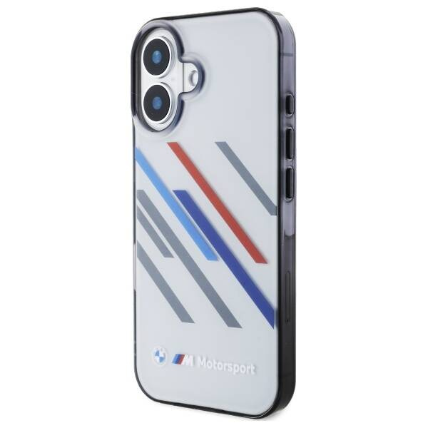 Coque BMW iPhone 16 6.1" gris/gris durcase Motosport IML Random Stripes