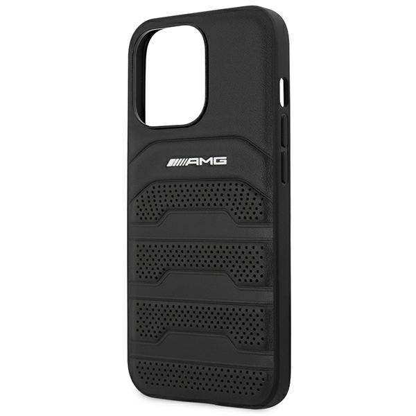 AMG AMHCP14LGSEBK iPhone 14 Pro 6.1" black/black hardcase Leather Debossed Lines