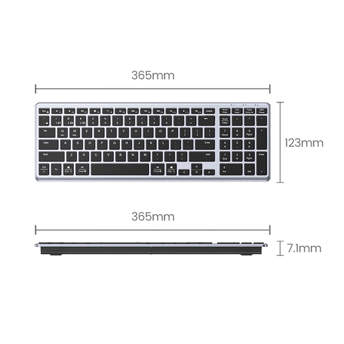UGREEN KU005 2.4G+BT Wireless Membrane Keyboard (Silver/Black)