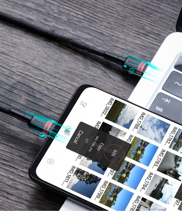 Baseus Cafule nylon cable USB Type C Power Delivery 2.0 100W 20V 5A 2m gray (CATKLF-ALG1)