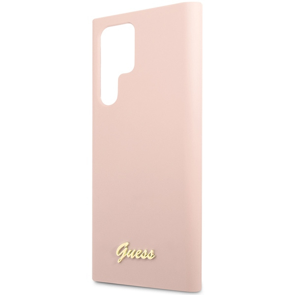 Hülle Guess GUHCS23LLSLMGPP S23 Ultra S918 rosa/rosa hartcase Silikon Schrift Metall Logo Case
