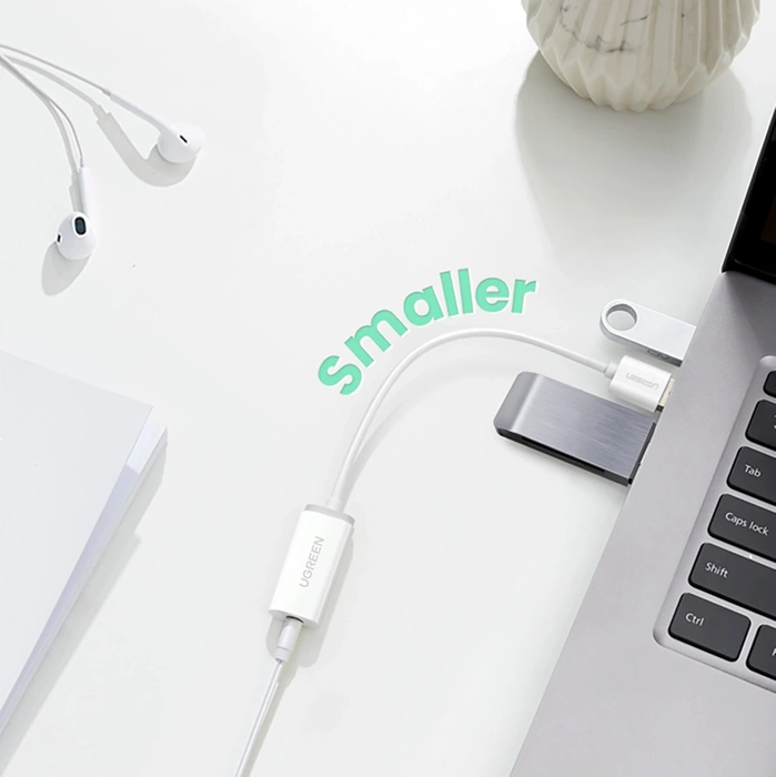 UGREEN Adaptador de audio USB Mini Jack de 3,5 mm US206 Blanco