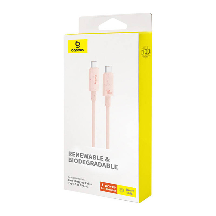 Kabel szybko ładujący Baseus USB-C do USB-C Habitat Series 100W, 1m (różowy)