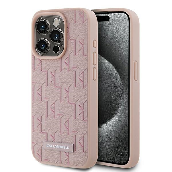 Etui Karl Lagerfeld KLHMP15LPKHPORPP iPhone 15 Pro 6.1" hardcase różowy/pink Leather Monogram Metal Logo