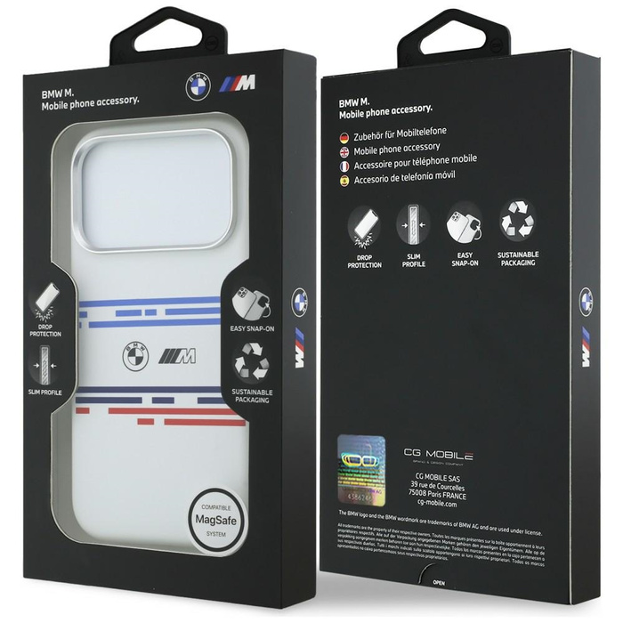 Etui BMW M Silicon Horizontal Line       MagSafe do iPhone 17 Pro biały
