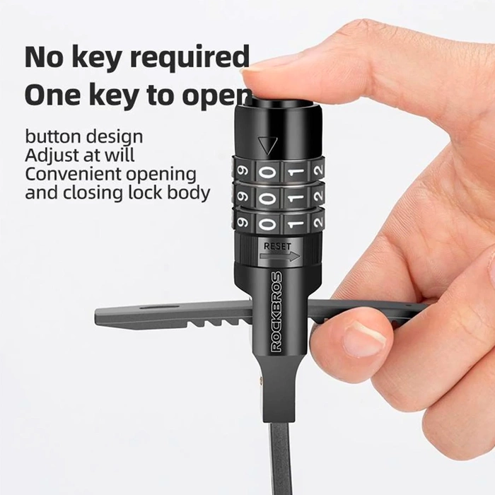 Lucchetto per bicicletta Rockbros 3240001001 per combinazione da 0,5 m - nero