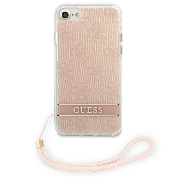 Hülle GUESS Apple iPhone SE 2022 SE 2020 7 8 4G Print Strap Pink Hardcase