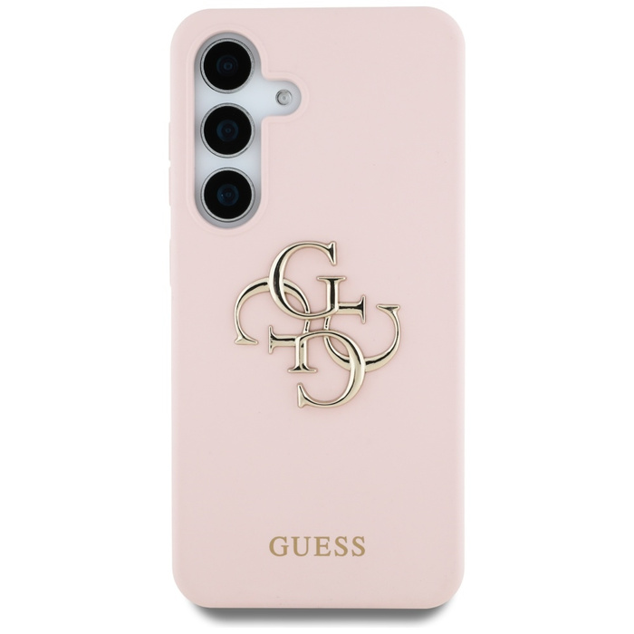 Etui Guess Silicone Big 4G Logo Bottom    Script Samsung Galaxy S25 różowy
