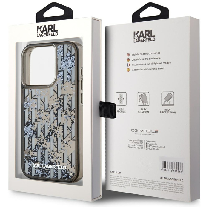 Etui Karl Lagerfeld Liquide Glitter      Monogram Gradient do iPhone 15 Pro czarny