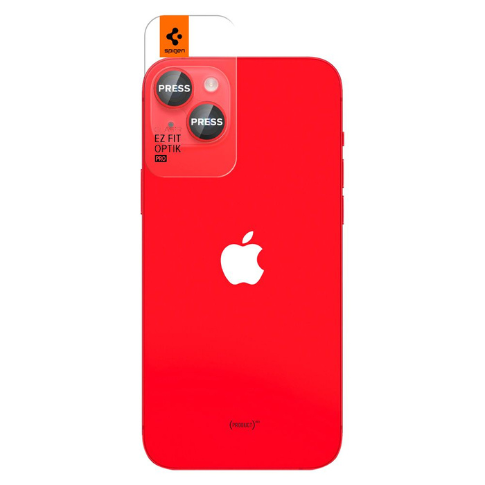 PROTECTOR DE CÁMARA Spigen OPTIK.TR "EZ FIT" PROTECTOR DE CÁMARA 2-PACK IPhone 14 / 14 PLUS ROJO