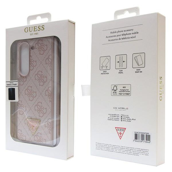 Hülle Guess GUHCZFD5P4TDPP F946 Galaxy Z Fold 5 rosa/rosa hartcase Leder 4G Triangle Strass Case