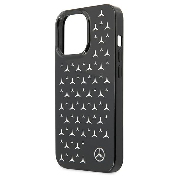 Puzdro MERCEDES Apple iPhone 13 Pro Silver Stars Pattern Black Hardcase