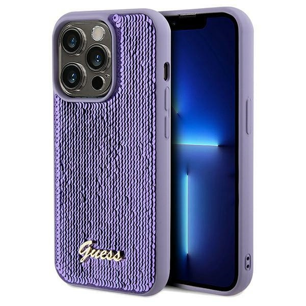 Etui Guess GUHCP13LPSFDGSUiPhone 13 Pro / 13 6.1" fioletowy/purple hardcase Sequin Script Metal Case