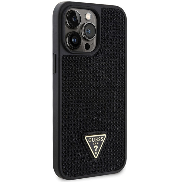 Hülle Guess GUHCP14XHDGTPK iPhone 14 Pro Max 6,7" schwarz/schwarz hartcase Strass-Dreieck Case
