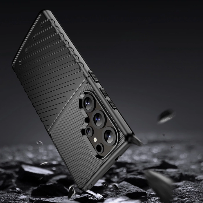 Thunder Case Hülle für Samsung Galaxy S25 Ultra Silikon Panzerhülle - Schwarz