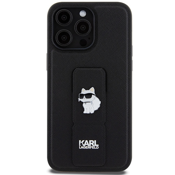 Etui Karl Lagerfeld KLHCP13LGSACHPK iPhone 13 Pro / 13 6.1" czarny/black hardcase Gripstand Saffiano Choupette Pins Case