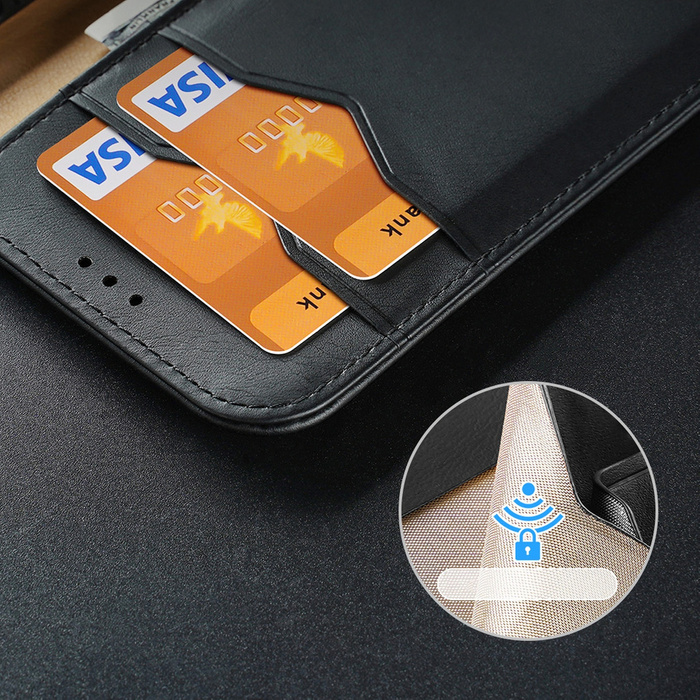 Dux Ducis Hivo Leather Flip Cover Cartera de Cuero Genuino para Tarjetas y Documentos iPhone 14 Marrón