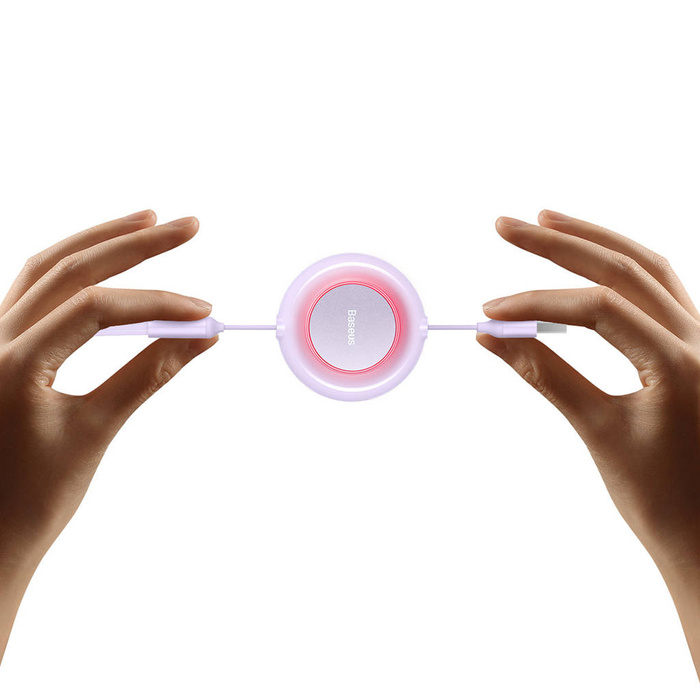 Baseus Bright Mirror 2 3en1 USB Tipo A - micro USB + Lightning + USB Tipo C 3.5A 1.1m violeta (CAMJ010005)