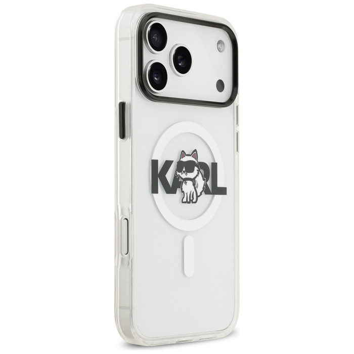 Etui Karl Lagerfeld IML Choupette Sketch Logo MagSafe do iPhone 17 Pro Max przezroczysty