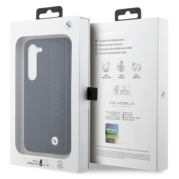 Funda Bmw Bmhcs23s22rdpk S23 S911 Negro/Negro Durocase Cuero Texturado y Rayas Case