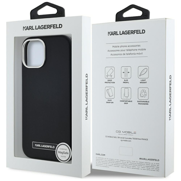 Etui Karl Lagerfeld  FW Metal Plate      MagSafe do iPhone 15 czarny