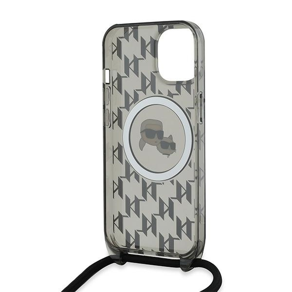 Etui Karl Lagerfeld KLHMP15SHCKCKLCK iPhone 15 / 14 / 13 6.1" czarny/black hardcase IML Crossbody Monogram Karl & Choupette Head MagSafe