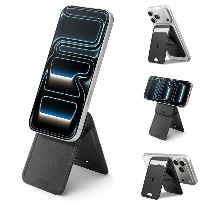 Spigen S314-3 SLIM FOLD TRIPOD MagSafe UNIVERSAL MagNETIC CARD HOLDER BLACK