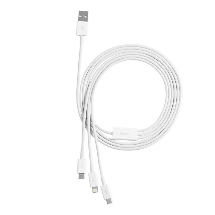 Baseus Superior 3v1 USB kabel - Lightning / USB typu C / micro USB 3,5 A 1,5 m bílý (CAMLTYS-02)