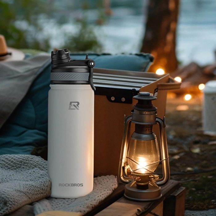 Rockbros 35210029006 Thermoflasche für Fahrradgetränke, 650 ml, Weiß