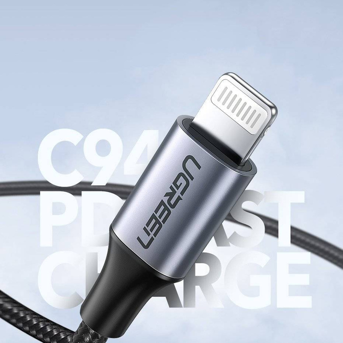 Ugreen kabel MFI kabel (Vyrobeno pro iPhone) USB Typ C - Lightning 3 A 1 m černý (US304 60759)