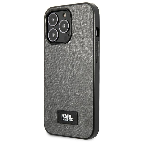 Karl Lagerfeld KLHCP13LSFMP2DG iPhone 13 Pro / 13 6.1" hartcase silber/silberne Saffiano Plakette